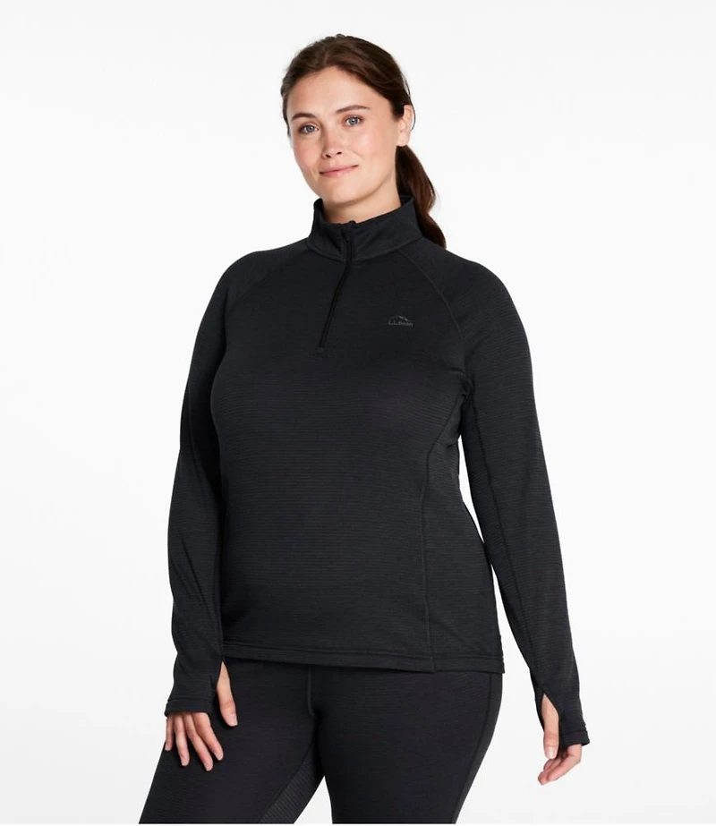 Women's L.L.Bean Midweight Base Layer Crew Top, 1/4 Zip