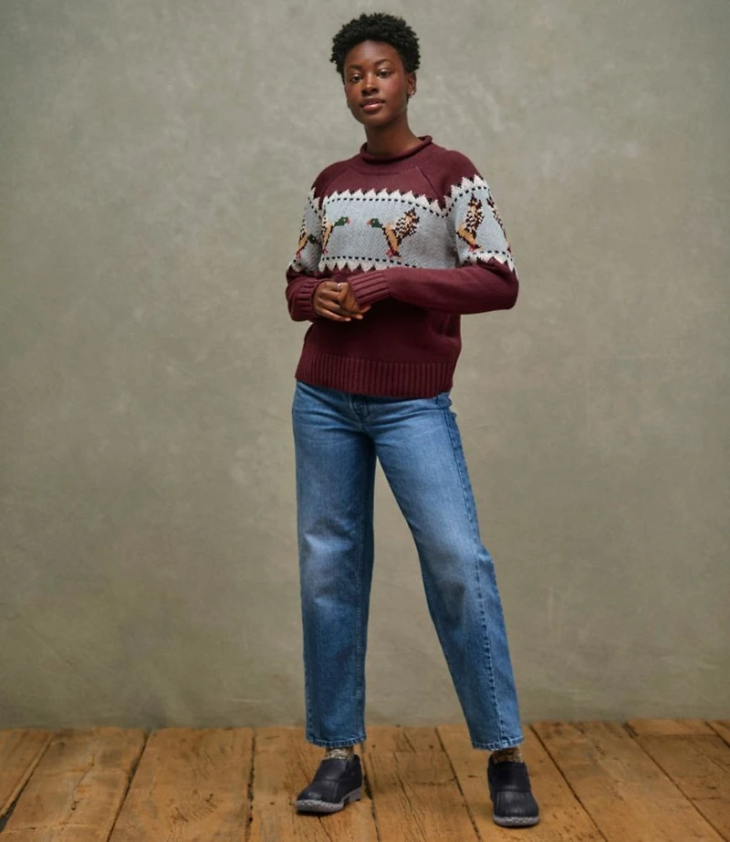Women's Signature Original Cotton Sweater, Rollneck Novelty