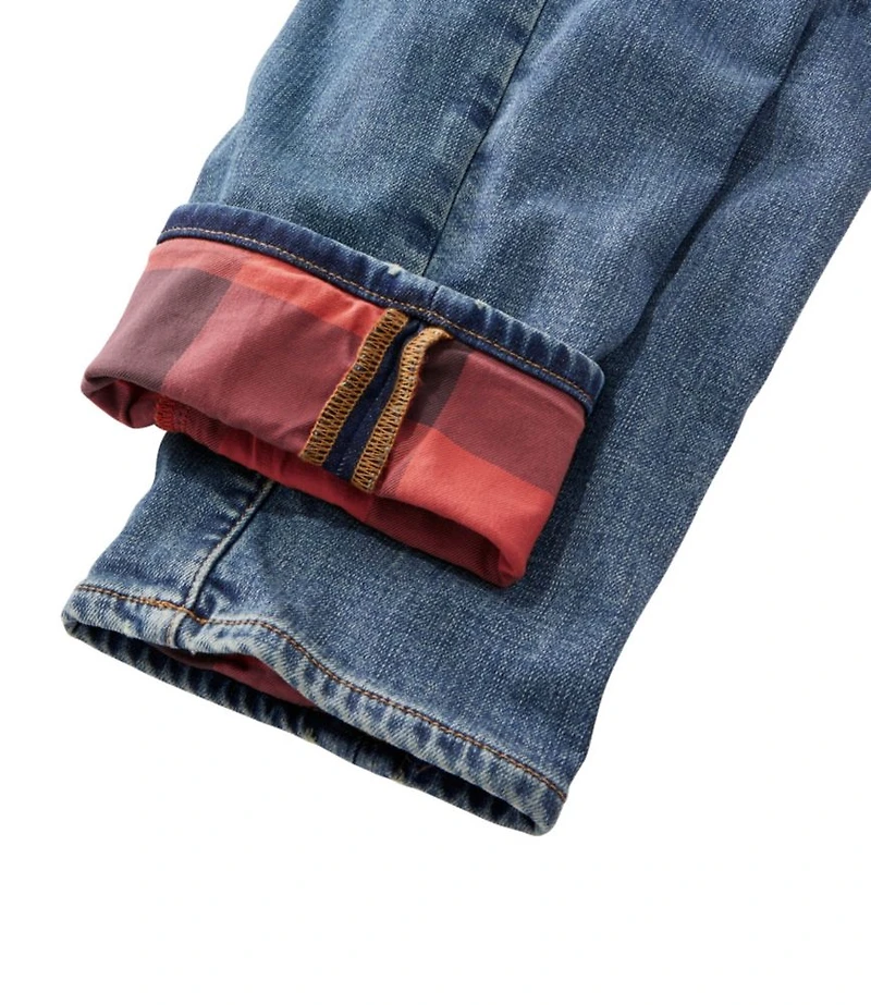 Women's Signature Lined Boyfriend Jeans, Low-Rise Straight-Leg Flannel-Lined