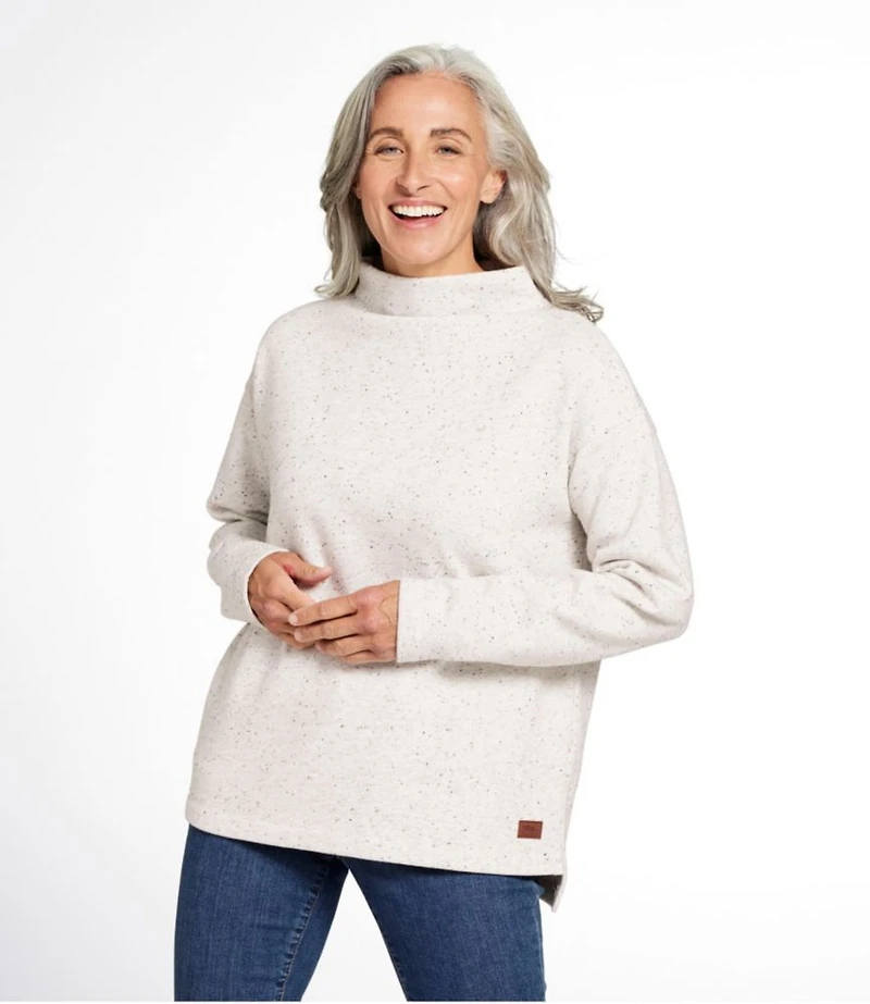 Women's Double L Soft Donegal Sweatshirt, Funnelneck