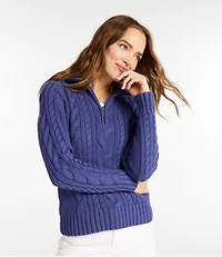 Women's Double L® Cable Sweater, Quarter-Zip
