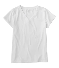 Women's Soft Stretch Supima-Blend Tee, Short-Sleeve V-Neck