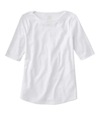 Women's Pima Cotton Tee, Elbow-Sleeve Boatneck