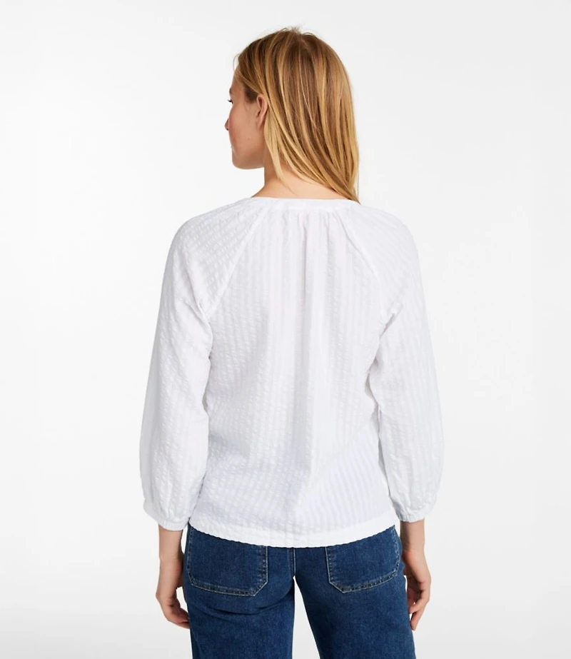 Women's Bean's Seacoast Seersucker Splitneck Shirt