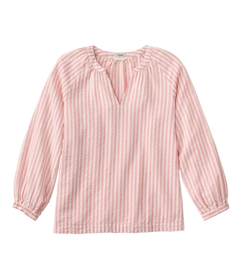 Women's Bean's Seacoast Seersucker Splitneck Shirt