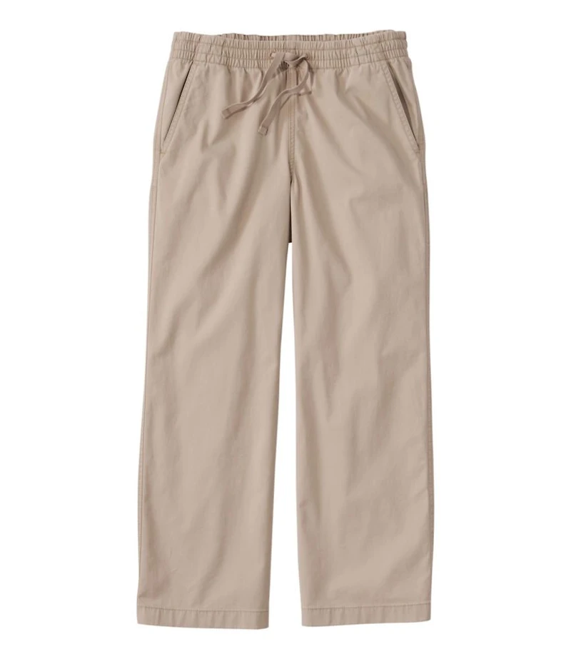 Women's Lakewashed Pull-on Chinos, Mid-Rise Wide-Leg Crop