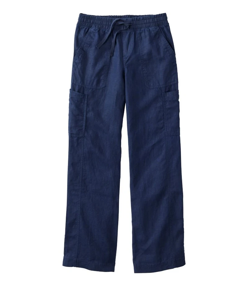 Women's Premium Linen Breezy Pull-On Utility Pants, Mid-Rise Wide-Leg