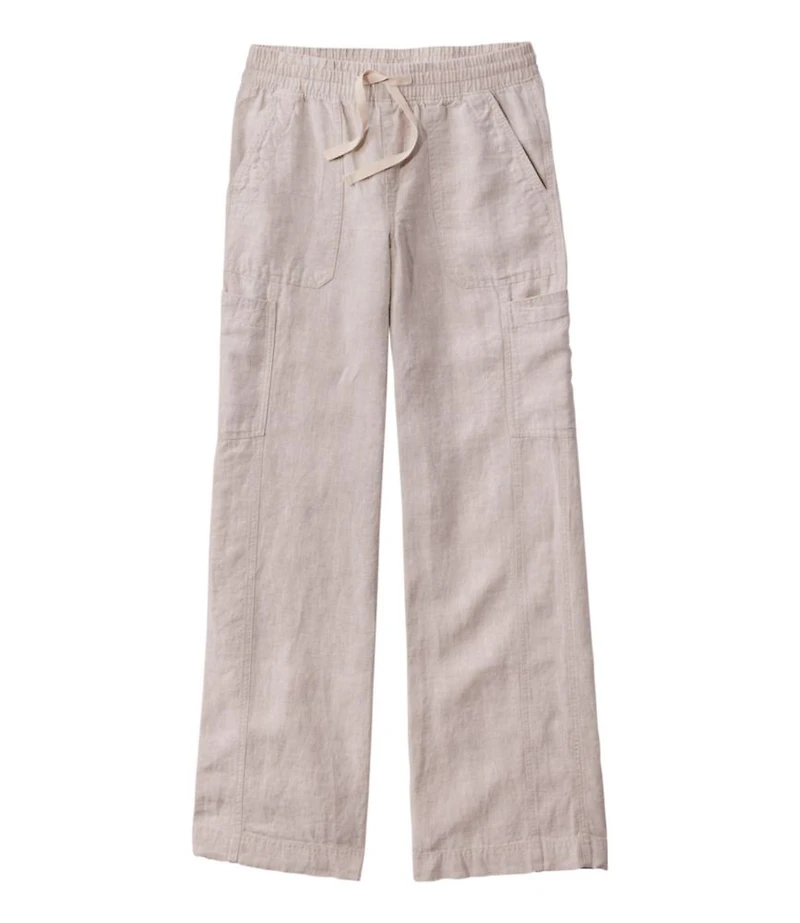 Women's Premium Linen Breezy Pull-On Utility Pants, Mid-Rise Wide-Leg
