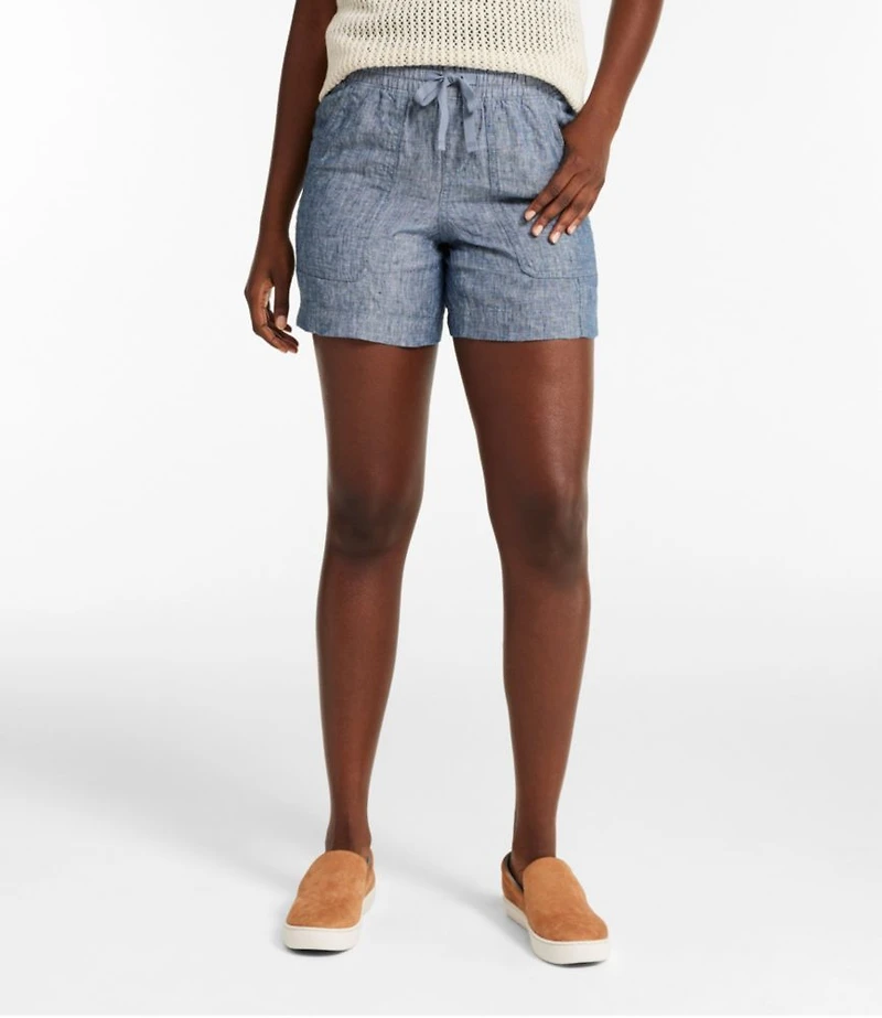 Women's Premium Washable Linen Shorts, Mid-Rise 6"