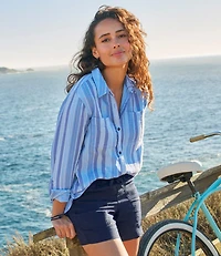 Women's Premium Washable Linen Shorts, Mid-Rise 6"