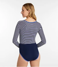 Women's Coastal Essentials Swimwear, Long-Sleeve Tanksuit Print