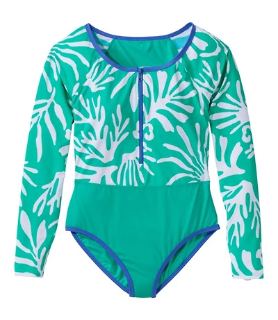 Women's Coastal Essentials Swimwear, Long-Sleeve Tanksuit Print