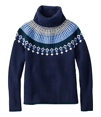 Women's SuperSoft Waffle Sweater, Turtleneck Fair Isle