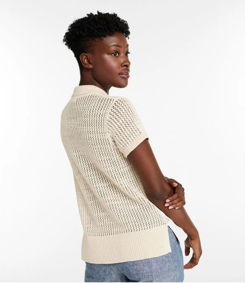 Women's Organic Cotton Slub Pointelle Sweater