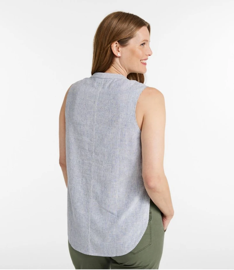 Women's Signature Linen-Blend Button-Front Shirt, Sleeveless