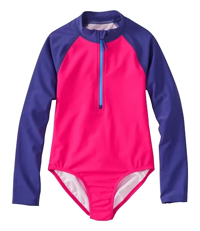 Girls' Watersports Swimwear, Rashguard One-Piece