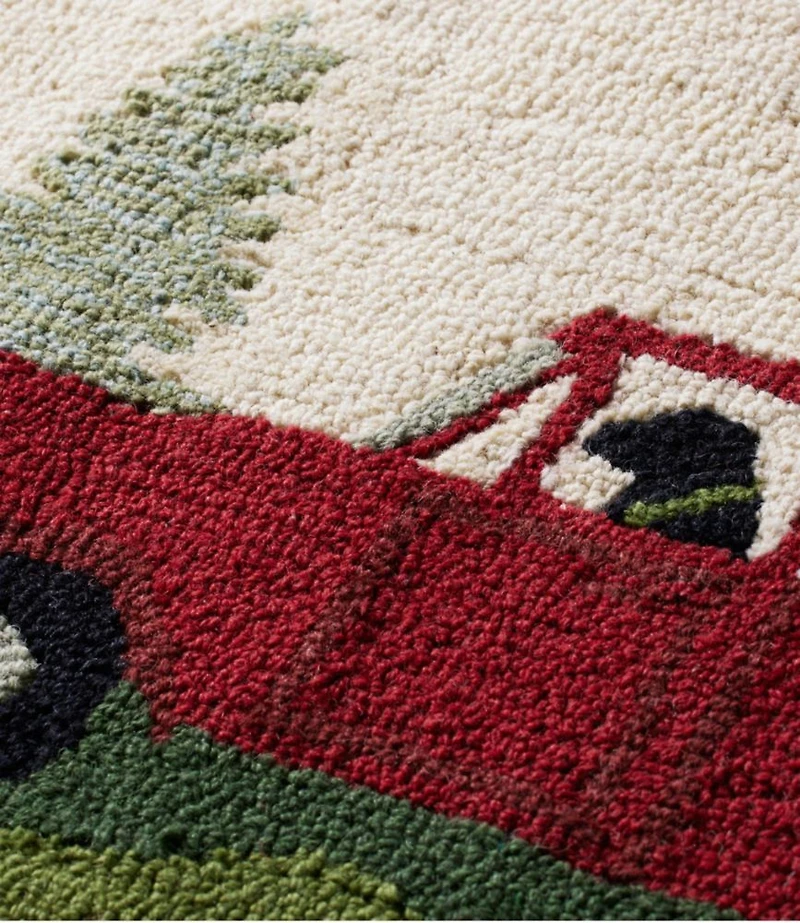 Wool Hooked Novelty Runner, Dog Caravan