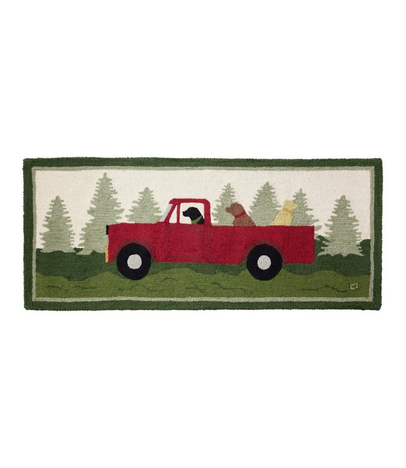 Wool Hooked Novelty Runner, Dog Caravan