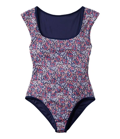 Women's Coastal Essentials Swimwear, Squareneck Tanksuit Print