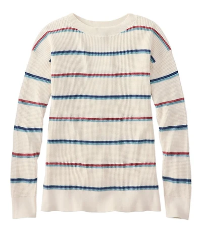 Women's Sunwashed Waffle Sweater, Pullover Stripe