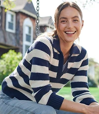 Women's SuperSoft Waffle Sweater, Polo Stripe