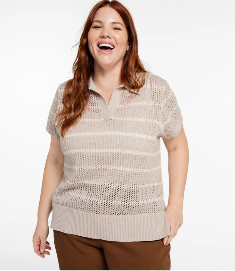Women's Organic Cotton Slub Pointelle Sweater