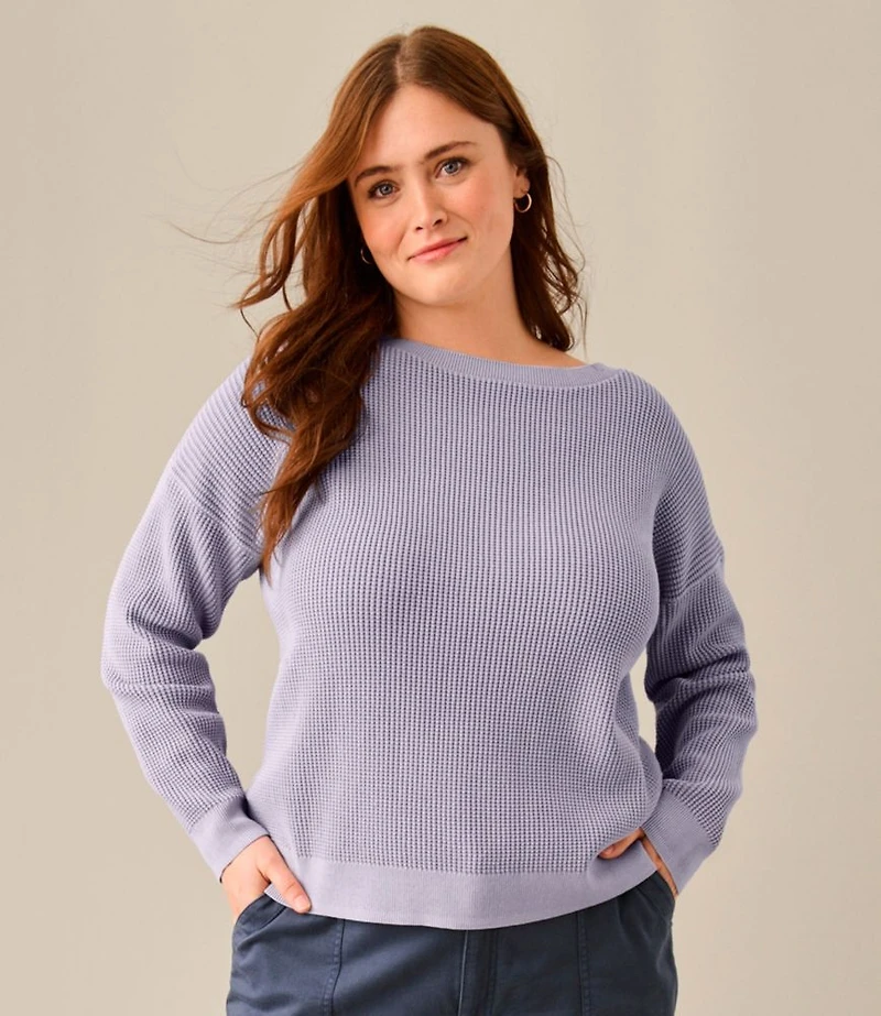 Women's Sunwashed Waffle Sweater, Pullover