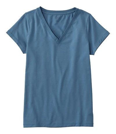 Women's Soft Stretch Supima-Blend Tee, Short-Sleeve V-Neck