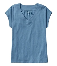 Women's Organic Cotton Tee, V-Neck Cap-Sleeve
