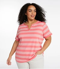 Women's L.L.Bean Tee, Short-Sleeve Notch-Neck Stripe