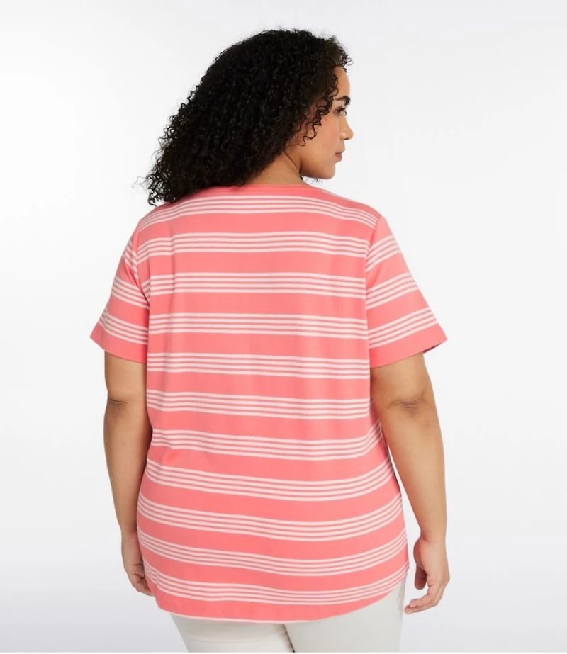 Women's L.L.Bean Tee, Short-Sleeve Notch-Neck Stripe