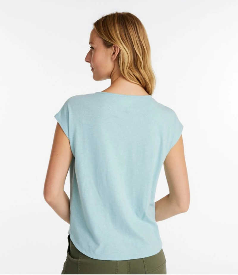 Women's Linen/Cotton Tee, Short-Sleeve Scoopneck