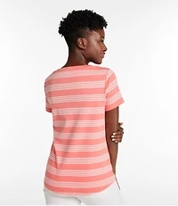 Women's L.L.Bean Tee, Short-Sleeve Notch-Neck Stripe