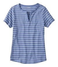 Women's L.L.Bean Tee, Short-Sleeve Notch-Neck Stripe