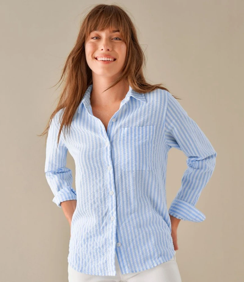 Women's Bean's Seacoast Seersucker Big Shirt