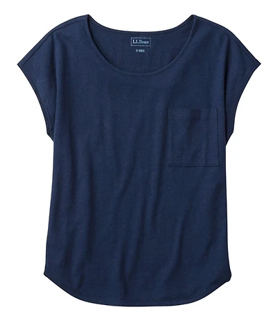 Women's Linen/Cotton Tee, Short-Sleeve Scoopneck