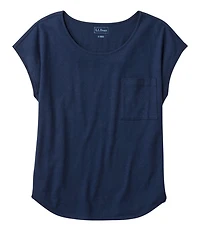 Women's Linen/Cotton Tee, Short-Sleeve Scoopneck