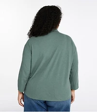 Women's Linen/Cotton Tee, Three-Quarter-Sleeve Splitneck Polo