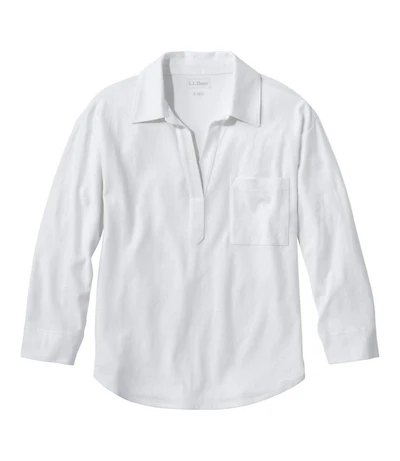Women's Linen/Cotton Tee, Three-Quarter-Sleeve Splitneck Polo