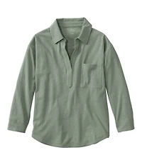 Women's Lakeside Linen/Cotton Tee, Three-Quarter-Sleeve Splitneck Polo