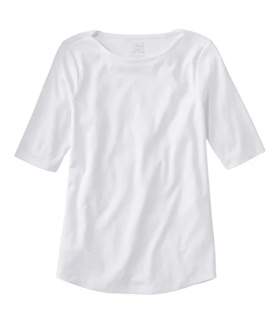 Women's Pima Cotton Tee, Elbow-Sleeve Boatneck