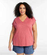 Women's Organic Cotton Tee, V-Neck Cap-Sleeve
