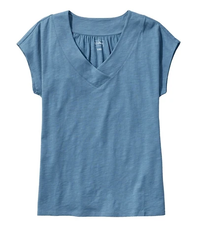 Women's Organic Cotton Tee, V-Neck Cap-Sleeve
