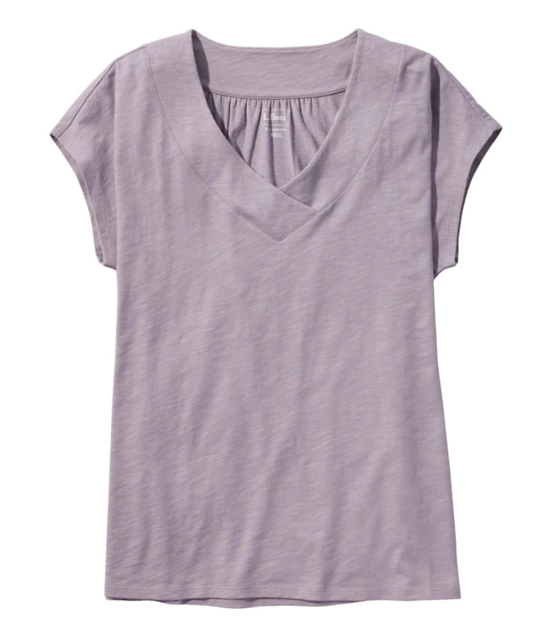 Women's Organic Cotton Tee, V-Neck Cap-Sleeve