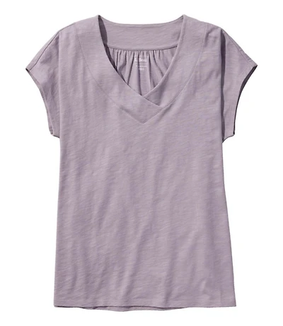 Women's Organic Cotton Tee, V-Neck Cap-Sleeve