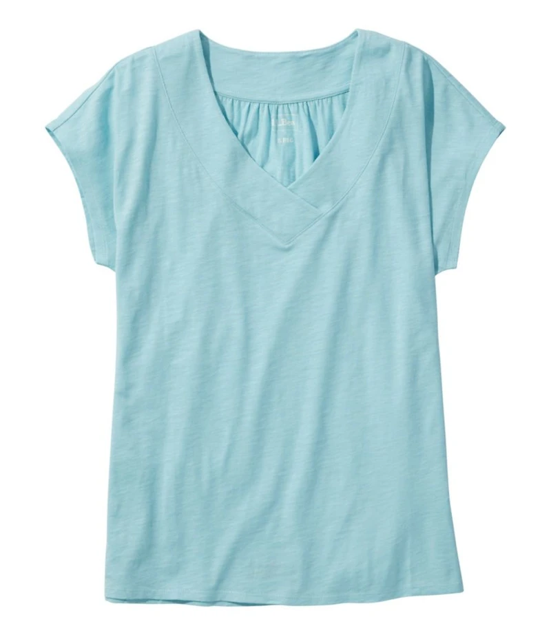 Women's Organic Cotton Tee, V-Neck Cap-Sleeve