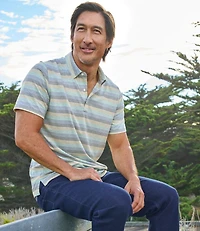 Men's Comfort Stretch Performance® Pima Polo, Short-Sleeve, Stripe