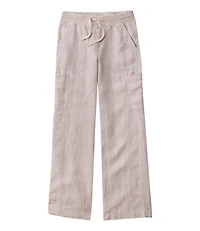 Women's Premium Linen Breezy Pull-On Utility Pants, Mid-Rise Wide-Leg