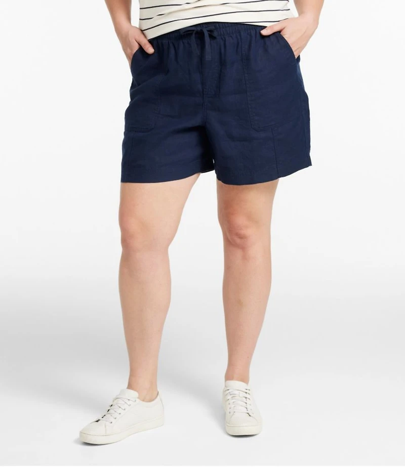 Women's Premium Washable Linen Shorts, Mid-Rise 6"