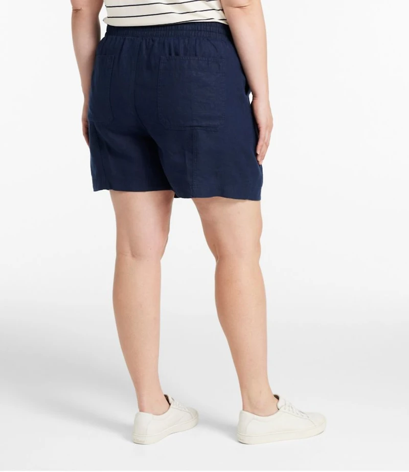 Women's Premium Washable Linen Shorts, Mid-Rise 6"